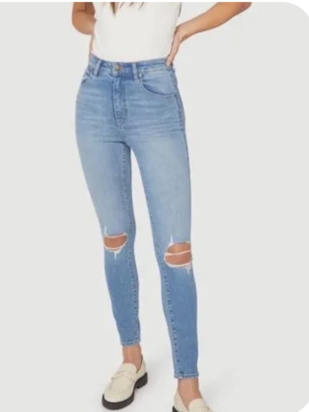 ROLLA'S Light Blue High-Rise Ankle Rip Skinny Jeans